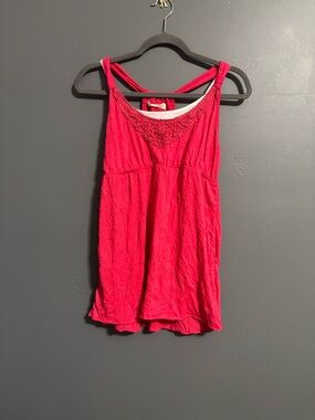 No boundaries pink Y2K tank top with white layering size large
